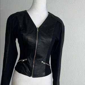 Chia  Black leather,Zippered Jacket